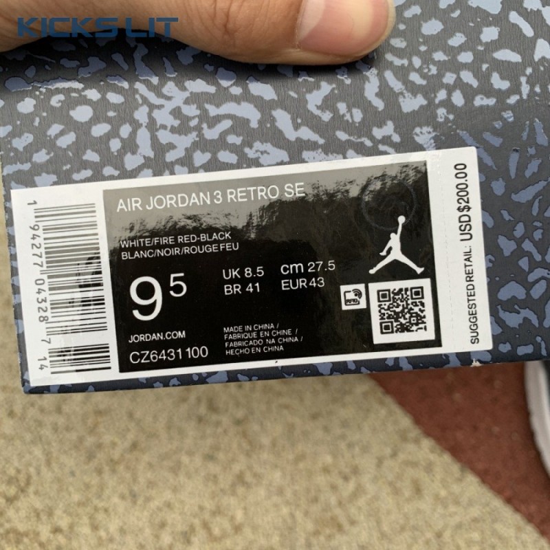 Air Jordan 3 Retro Denim SE 'Fire Red' Men's Air Jordan 3 Retro Denim SE 'Fire Red' Men's