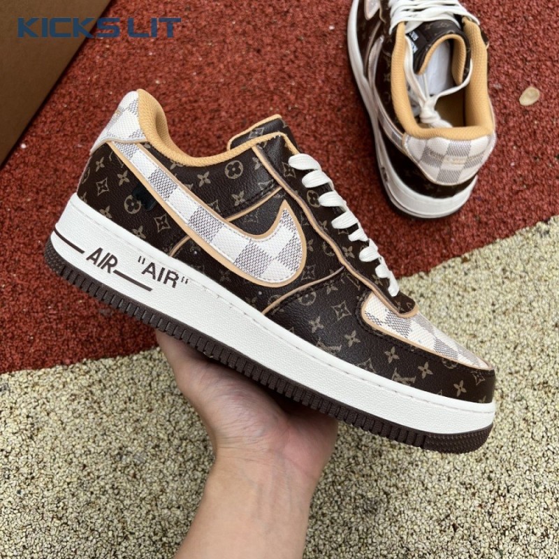 Nike Air Force 1 Low Monogram Brown Damier Azur Unisex Nike Air Force 1 Low Monogram Brown Damier Azur Unisex