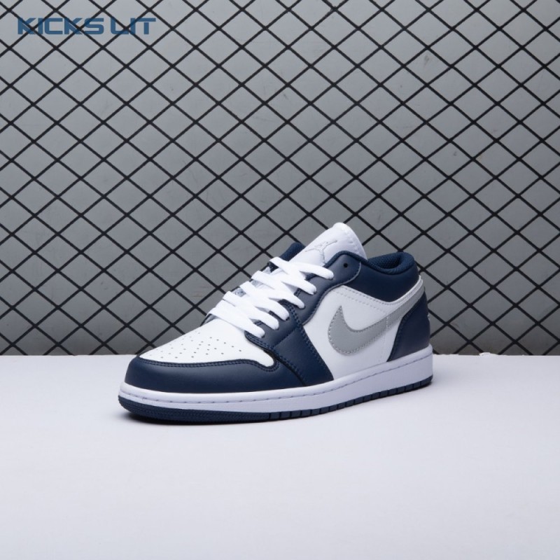 Jordan 1 Low Wolf Grey Midnight Navy 553558-141 Unisex Jordan 1 Low Wolf Grey Midnight Navy 553558-141 Unisex