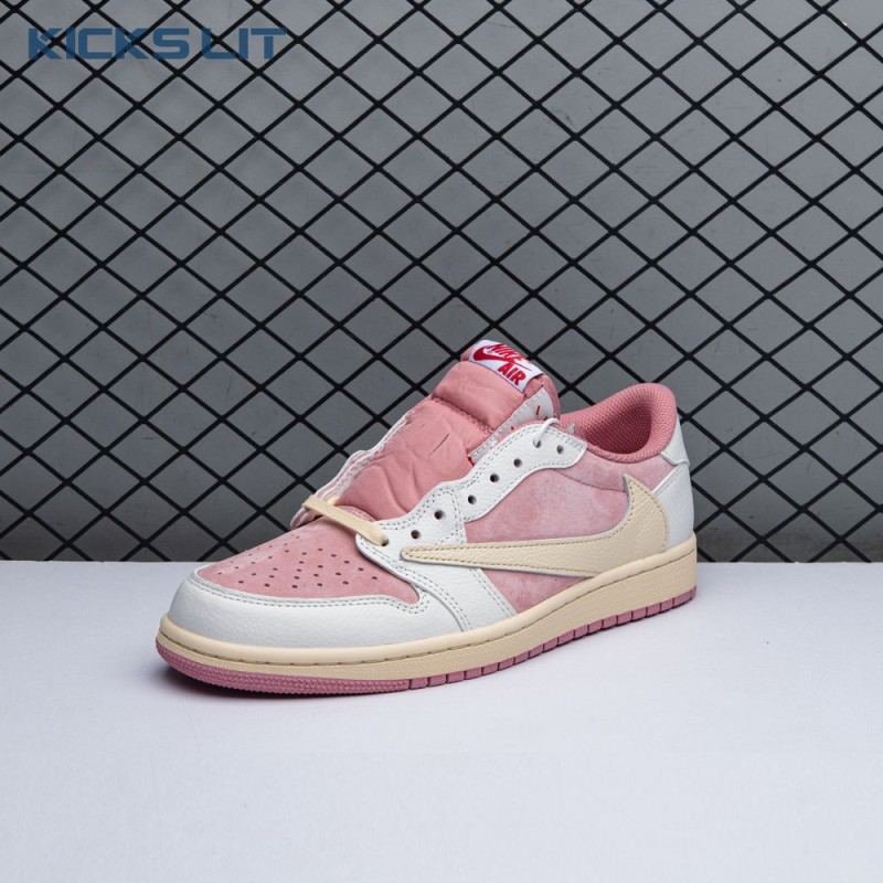 Travis Scott x Air Jordan 1 Low OG Pink Beige Red DM7866-600 Unisex