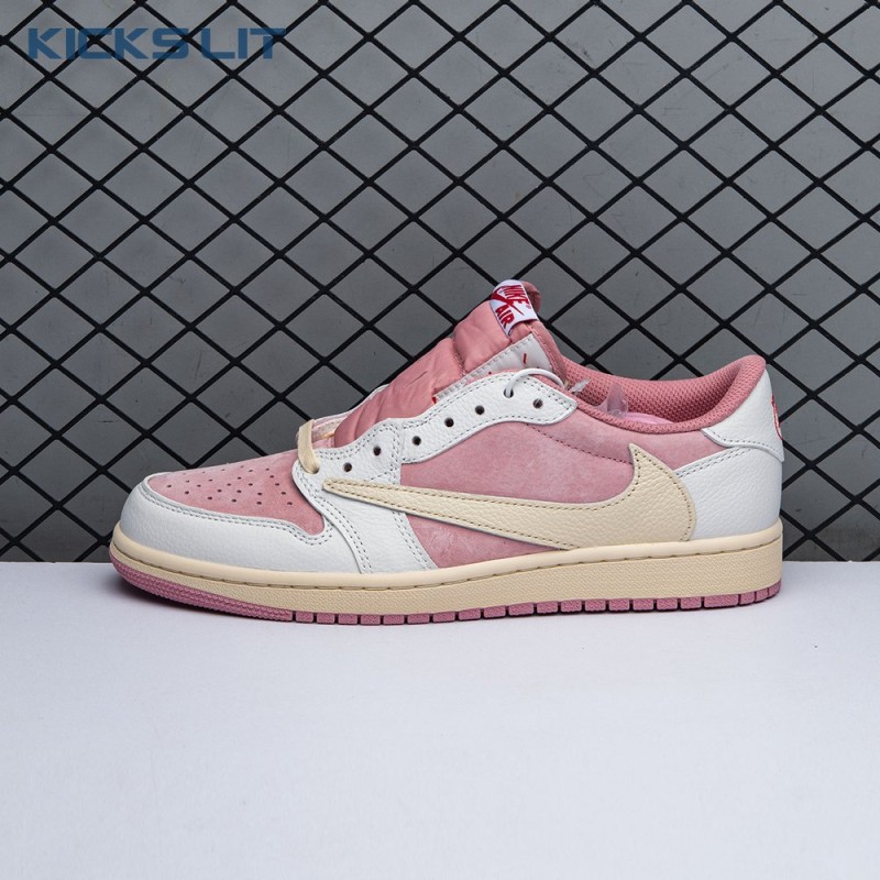 Travis Scott x Air Jordan 1 Low OG Pink Beige Red DM7866-600 Unisex