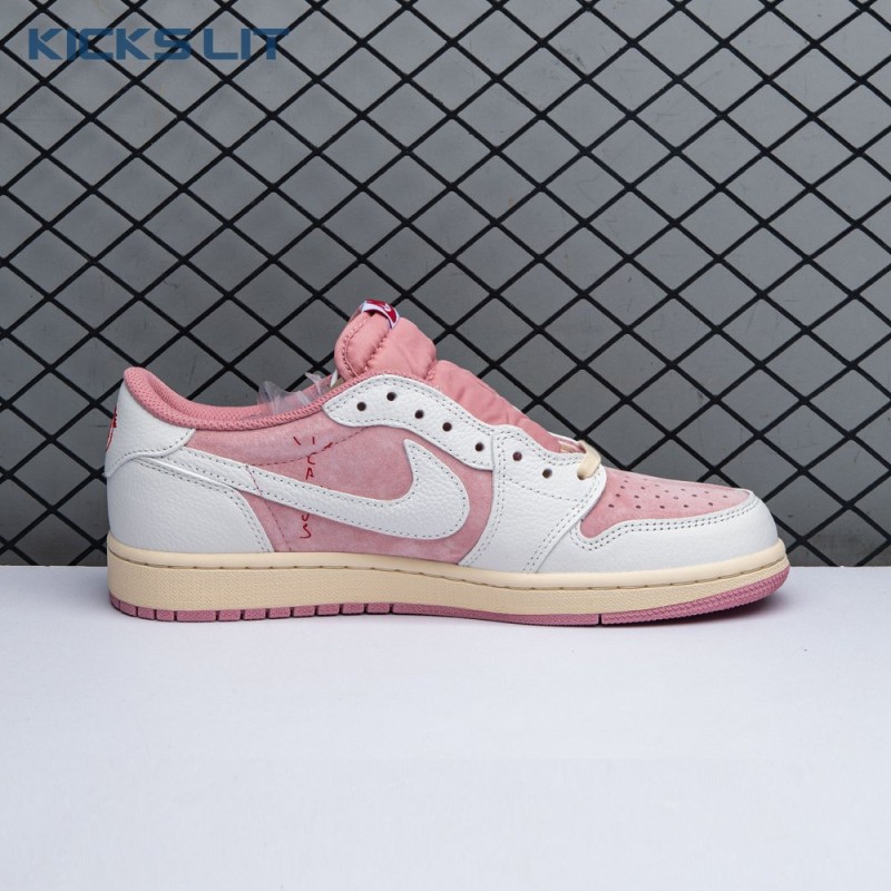 Travis Scott x Air Jordan 1 Low OG Pink Beige Red DM7866-600 Unisex